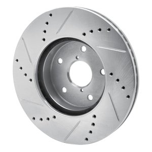Subaru Legacy Brake Rotor (1) - Front Right - R1 Concepts - Drilled & Slotted - Silver - `15-`19